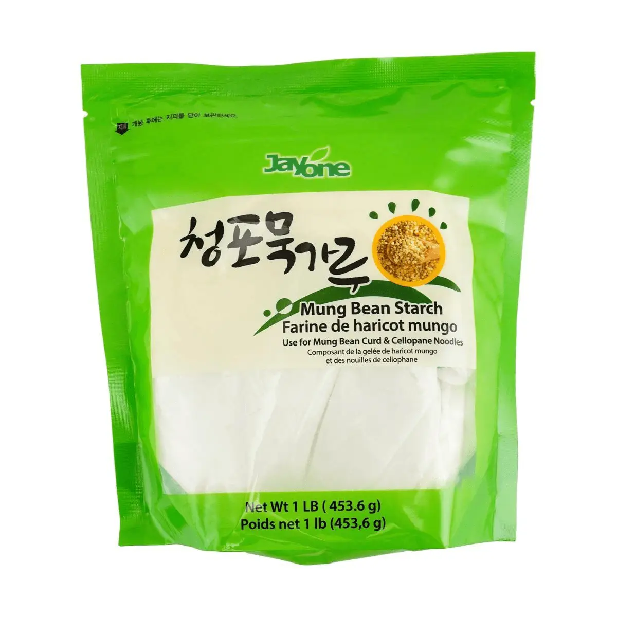 JAYONE Korean Mung Bean Starch Powder 453.6g - Authentic Asian Cooking Ingredient for Thickening Sauces, Desserts & Noodles