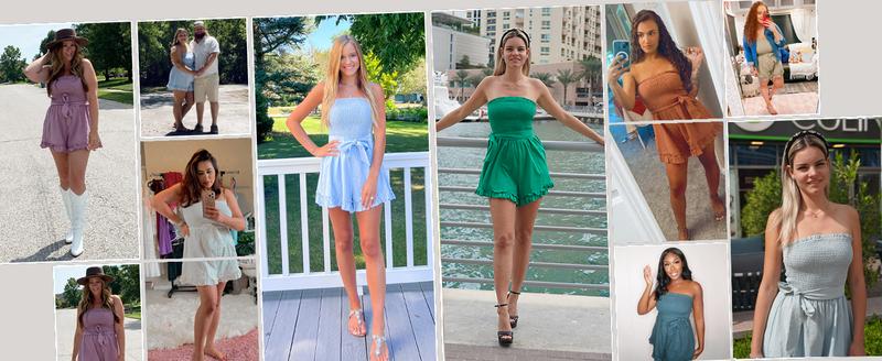 Grace Karin Women's Plain Cotton Linen Smocked Short Rompers, Casual Adjustable Spaghetti Strap Wide Leg Short Sleeveless Romper for Summer Ladies Clothes for Daily Wear, Womenswear Overalls Suits