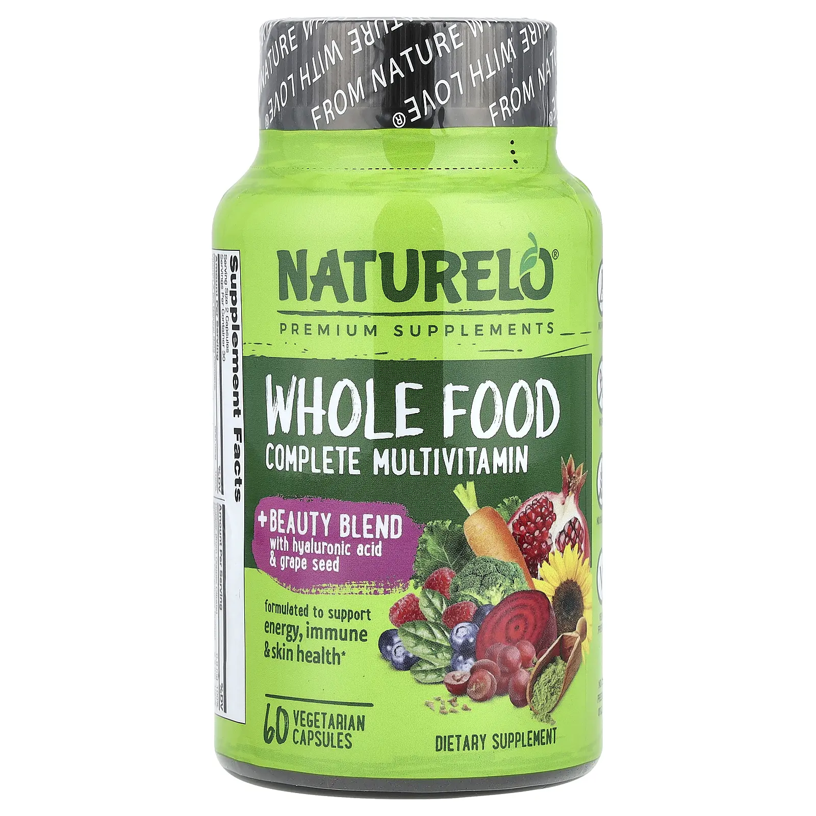 NATURELO Whole Food Complete Multivitamin + Beauty Blend, 60 Vegetarian ...