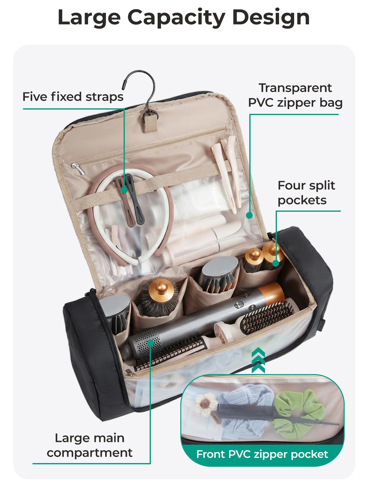 【NEW IN】BAGSMART Hair Tool Organizer Travel Bag Compatible with Dyson Airwrap,Shark Hair Dryer, Wide-open Dyson Case with Heat Resistant Mat, Metal Hanging Hook for Long Barrel, Straighteners, Curling Iron SpringStatements