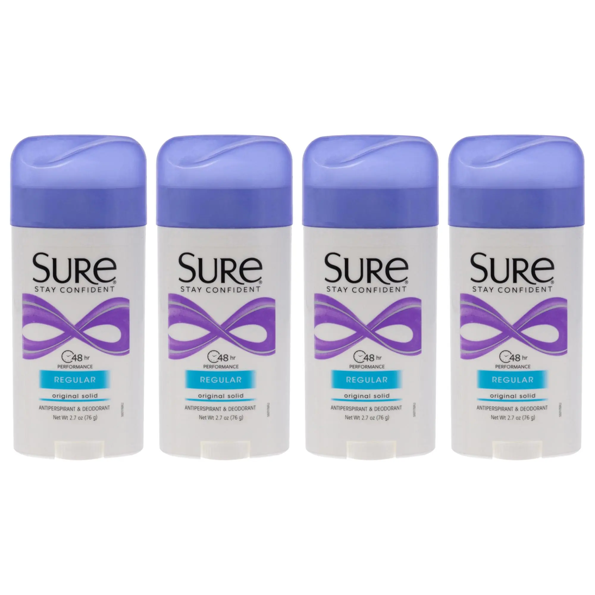 Original Solid Anti-Perspirant Deodorant - Regular by Sure for Unisex - 2.7 oz Deodorant Stick - Pack of 4