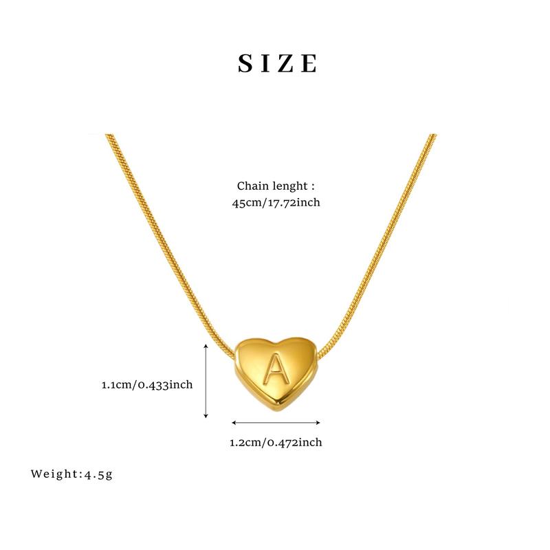 GGIRL 18K Gold Plated Necklace Filled Alphabet Letter Engraved Heart Bead for Women's Weddings Dances Parties Festivals Fashionable Jewelry Gifts Fashion Jewelry Gift for Holiday Haul Christmas Birthdays Anniversaries