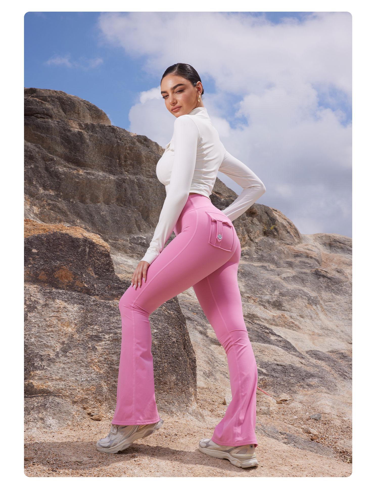 YEOREO CoreFlex Snatching Flare Leggings High-Waisted Scrunch Butt-Lifting Tummy Control Seamless Workout Pants with Pockets Breathable