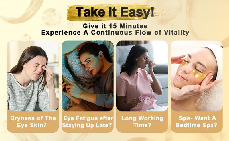 [Tibobo Official] 24K Gold Eye Mask - Hydrating & Soothing Formula with Hyaluronic Acid for Dark Circles and Puffiness, Lightweight for Daily Use