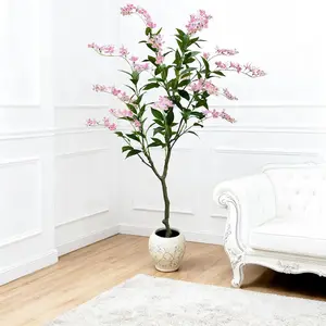 5FT Indoor Artificial Trees for Home Decor, Outdoor Pink Fake Flowers, Fake Plants, Bonsai Tree, Model Trees, Faux Tree for Living Room Bedroom