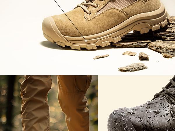 NORTIV 8 Men's Waterproof Work Military Tactical Boots Rubber Toe Leather Outdoor Hiking Motorcycle Combat Boots