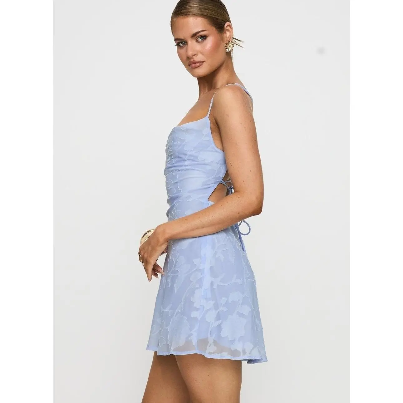 celena mini dress light blue burnout Celena Mini Dress | Light Blue Burnout | Womens