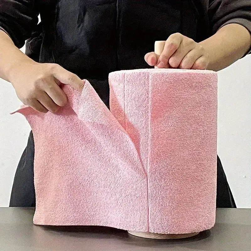 Plain Super Absorbent Reusable Microfiber Cleaning Cloths - 20pcs/Roll Portable Travel Detailing Tool, Multi-Purpose Microfiber Kitchen Towels for Home Use