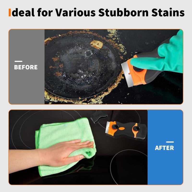 Easy-to-Use Scraper Tool Set with Safe Double-edged Plastic Blade & Sharp Metal Blades for DIY Enthusiasts - Ergonomic Grip for Comfortable Cleaning