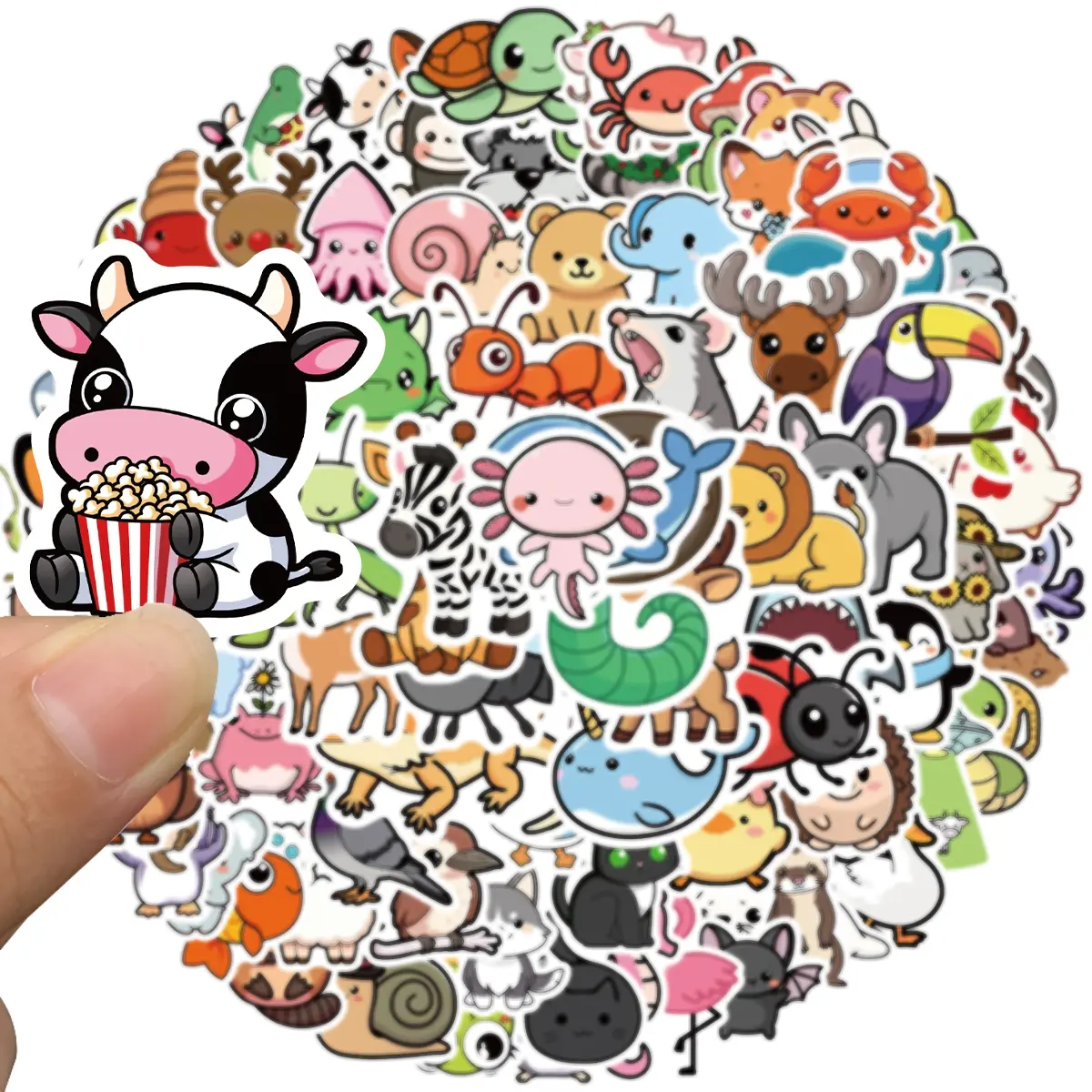 100 PCS Fun Waterproof Vinyl Cute Animal Stickers for Kids, Girls & Boys, Crafts and Classroom Prizes, Stickers for Water Bottle, Cup, Skateboard & Laptop