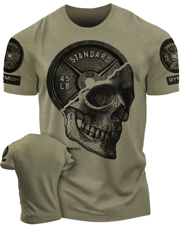051. SkullPlate Funny Motivational Workout Gym T-Shirt for Men Athletic Fit Athletic Outfit Fitness Activewear