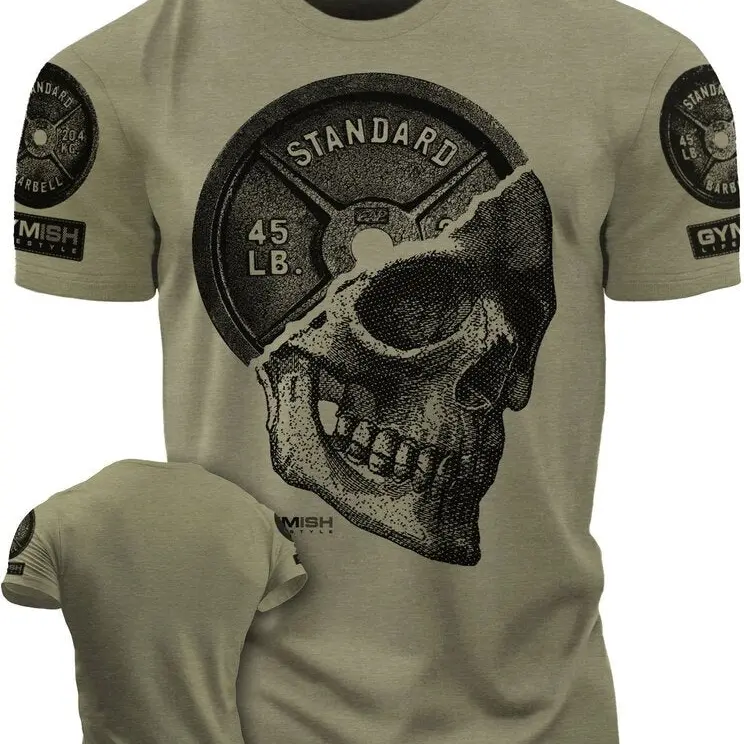 051. SkullPlate Funny Motivational Workout Gym T-Shirt for Men Athletic Fit Athletic Outfit Fitness Activewear