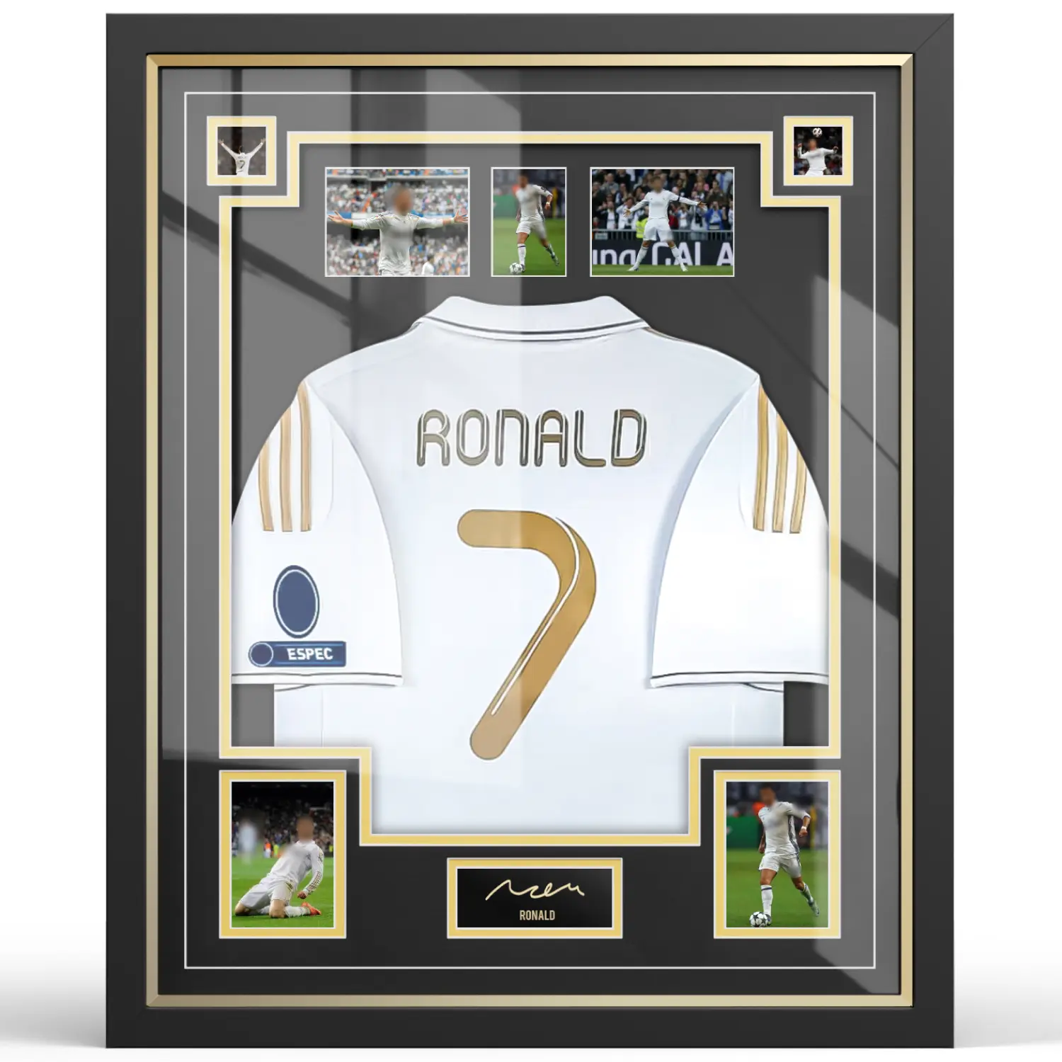 Solid Wood Rectangular Oversized Jersey Display Frame (28.3in×34.6in) - Premium Shadow Box with 8 Photo Openings, Acid-Free Museum-Grade Mat, Large Home Decor Frame for Football & Basketball Jerseys