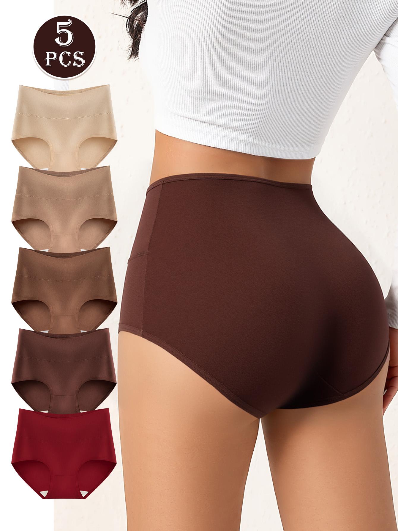 HOTCOM Women’s Matching High-Waist Cotton Panties – Smooth Seamless Full-Coverage Everyday Womenswear (4/5-Pack)