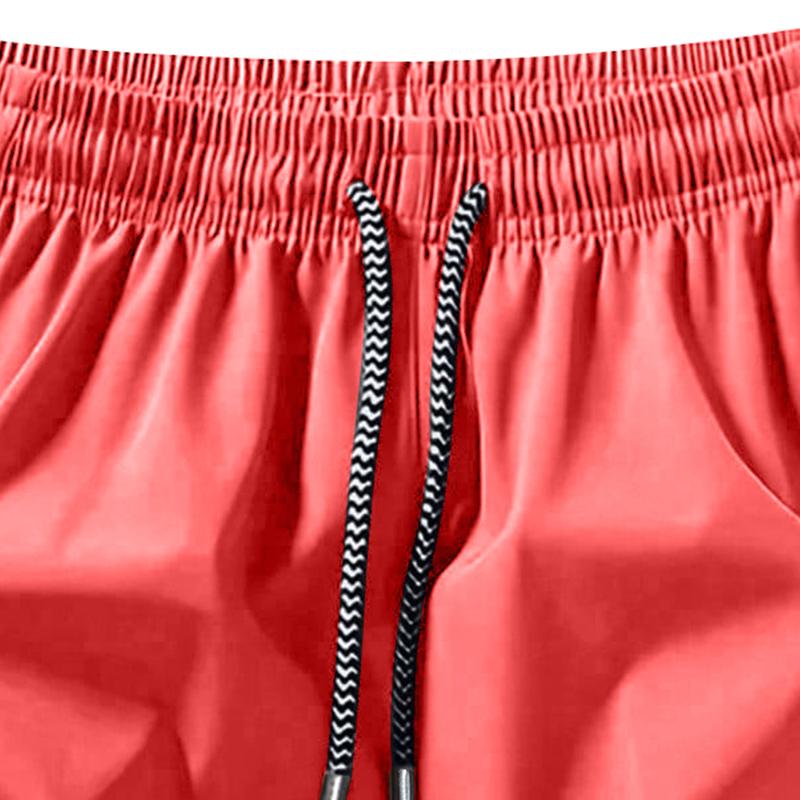 Men's Solid Color Casual Shorts Three-Piece Set, With Zipper Pockets, Summer Fashion Drawstring Sports Shorts, Suitable For Gym And Outdoor Wear