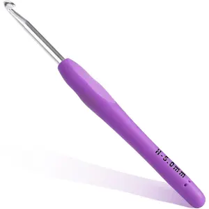5mm Crochet Hook, Ergonomic Crochet Hook, Smooth and Extra Long  Knitting Needles, with Soft Rubber Ergonomic Handle and Aluminum Tip, Perfect Beginner and Arthritic Crochet Hooks (5 mm)