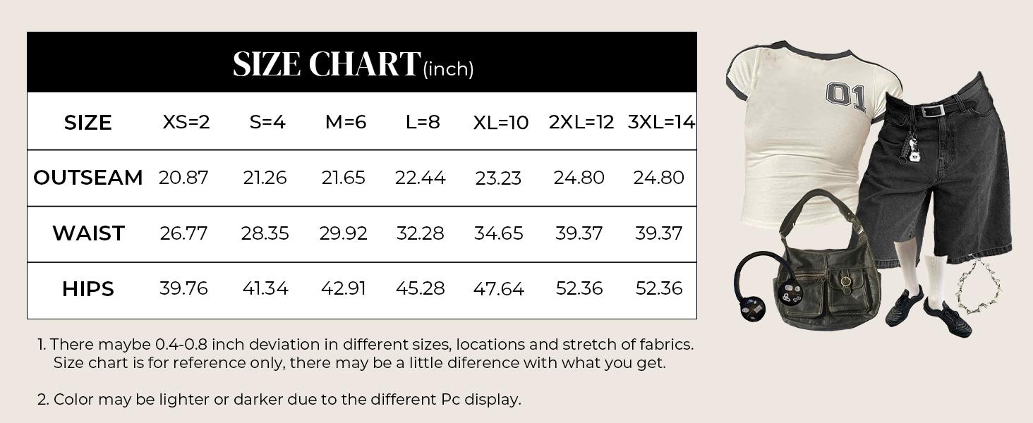 EMMIOL Women Jorts Baggy Jeans Shorts Mid-Low Waisted Denim Y2K Hip-Hop Shorts Summer Hot Short Pants Streetwear