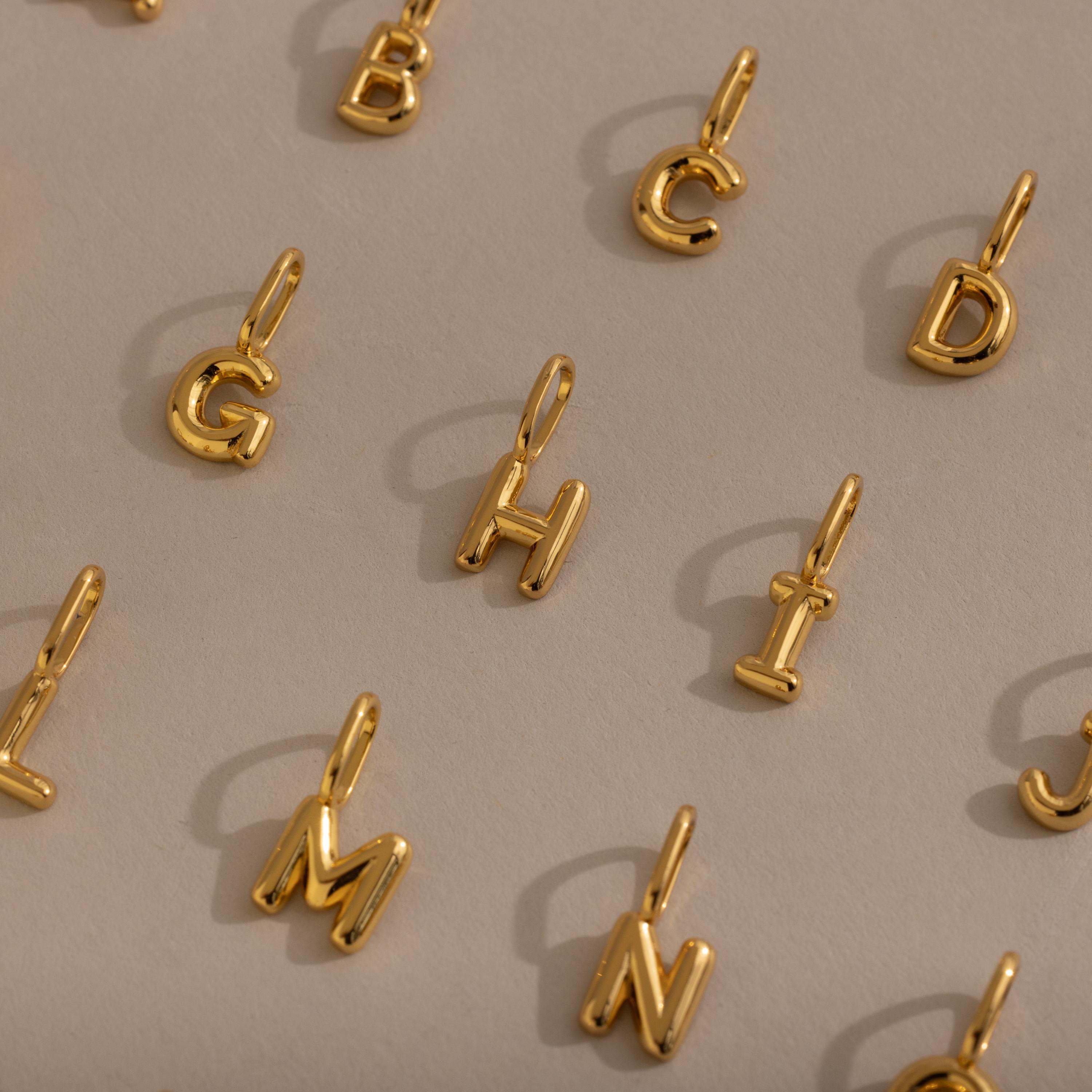 Bubble Letter Charm by Caitlyn Minimalist - Dainty 3D Initial Pendant - Gold Charm Jewelry for Bracelets & Necklaces - Birthday Gift Bubble Letter Charm by Caitlyn Minimalist - Dainty 3D Initial Pendant - Gold Charm Jewelry for Bracelets & Necklaces - Birthday Gift