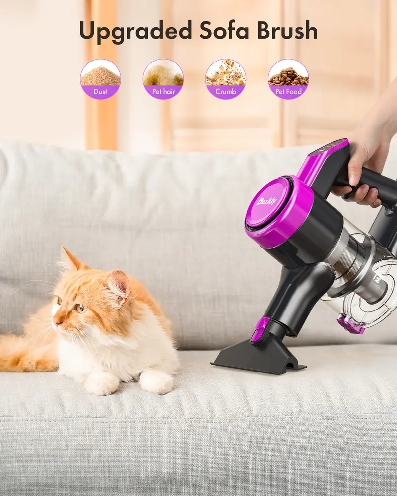 Product Introduction of Homeika Cordless Vacuum Cleaner-H318, 300W 23KPa Lightweight Stick Vacuum with 48mins Runtime Battery, 3 Suction, LED Display, Powerful Vacuum Cleaner with Sofa Brush for Hard Floor/Carpet/Pet Hair/Car 14