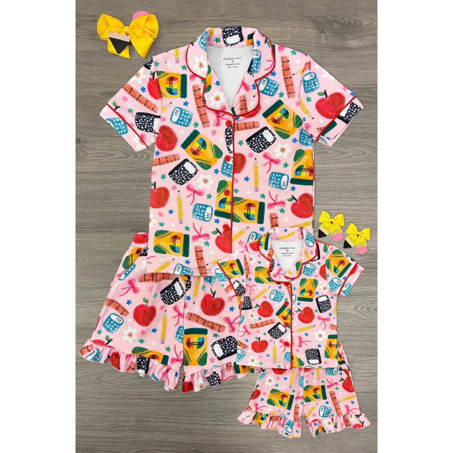 Mom & Me - School Supply Waffle Knit Pajamas