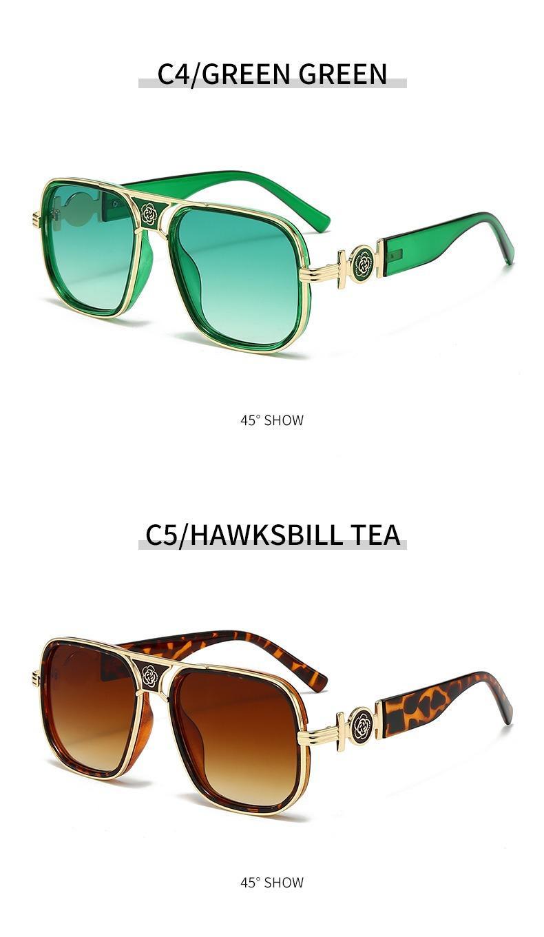 [WishOpen]2026 New Fashionable Luxury Sunglasses European and American Classic Women's Large Frame Metal Frame Casual Luxury Sense Black Frame