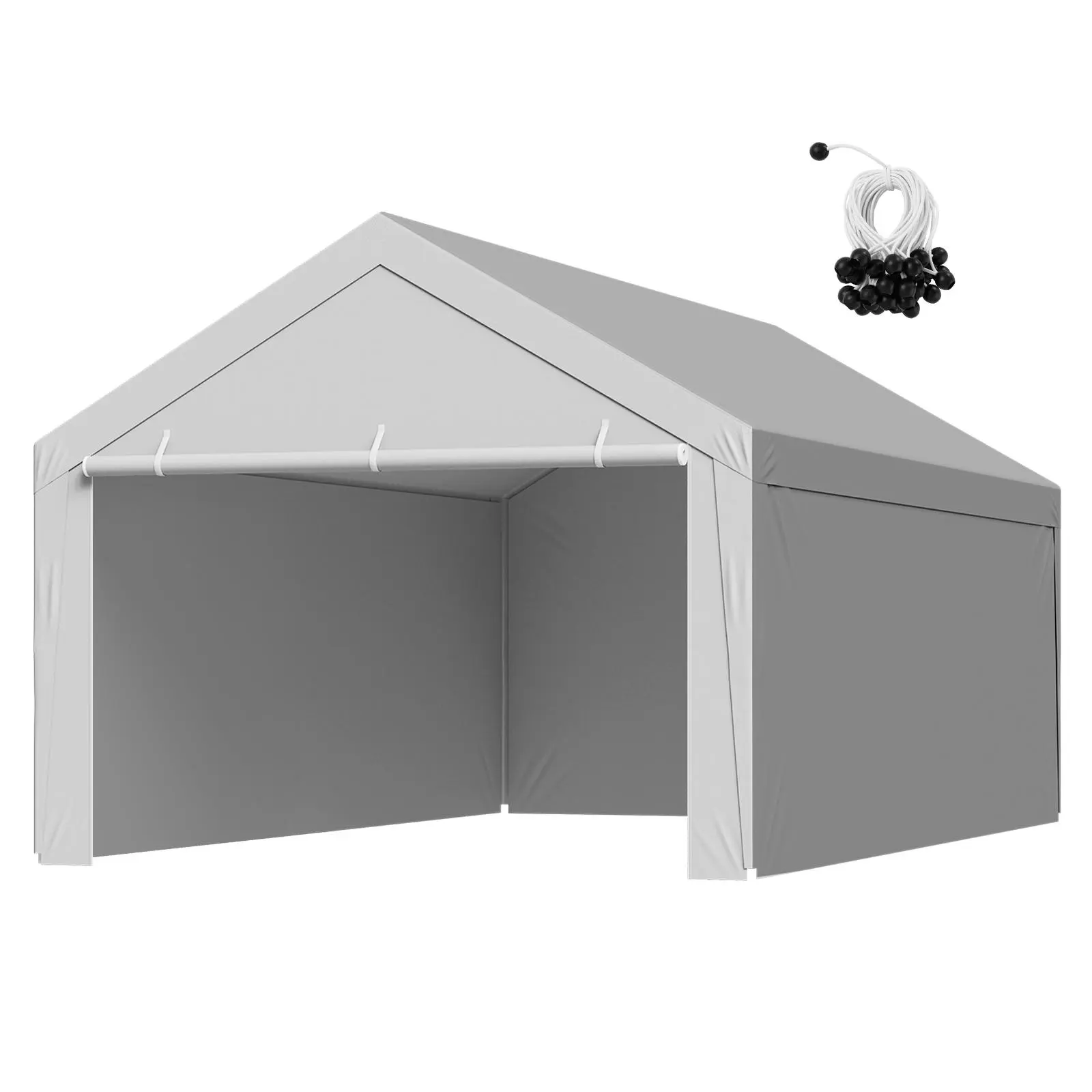 VEVOR 13x20ft Carport Replacement Canopy, Heavy-Duty 180g PE Woven Tarp (16x16 Weave), Portable Garage Tent Outdoor Shelter, UV Waterproof Tents Sidewalls, Tool-Free Grey Car Accessory, Frame Not Included, for Farms, Construction Sites