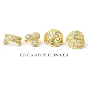 Anillos Chunky 4 estilos de anillos grandes con zc. Gold-Plated