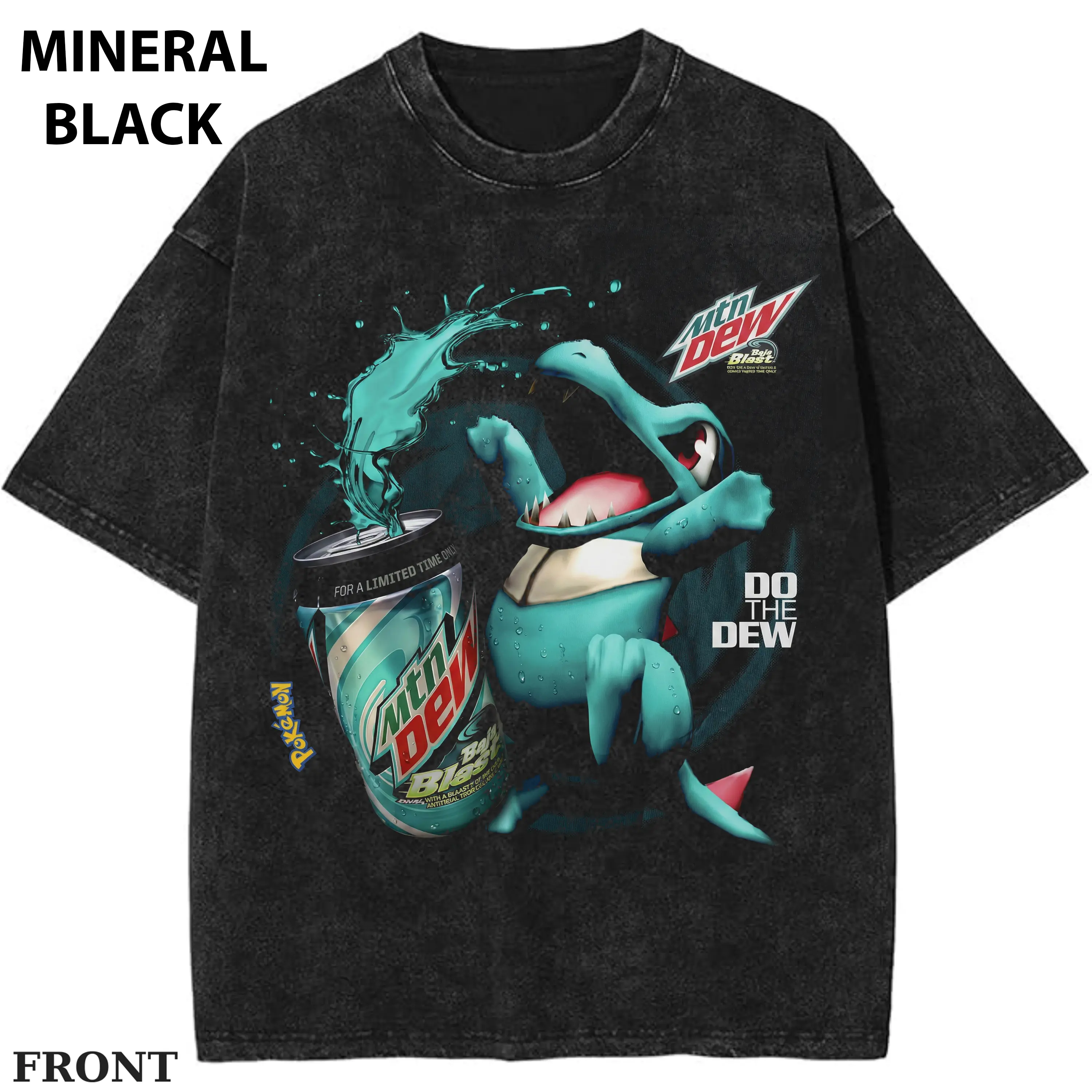 Pokemon Totodile x Mtn Dew Baja Blast Graphic T-Shirt, Anime Soda 