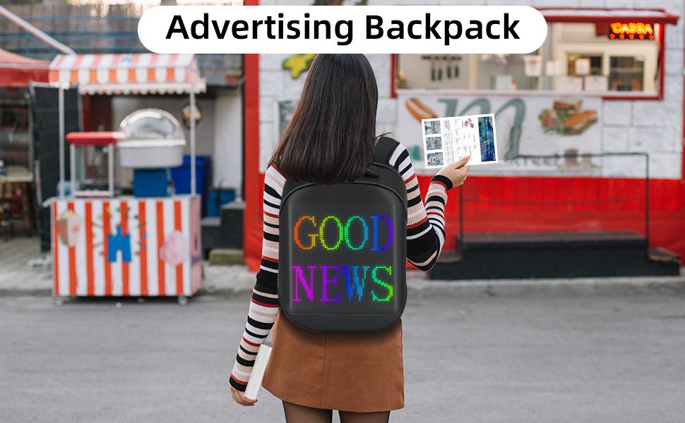 Led Backpack with Programmable Screen,17 inch Waterproof Led Bag,Travel, Motorcycle Backpack,Black