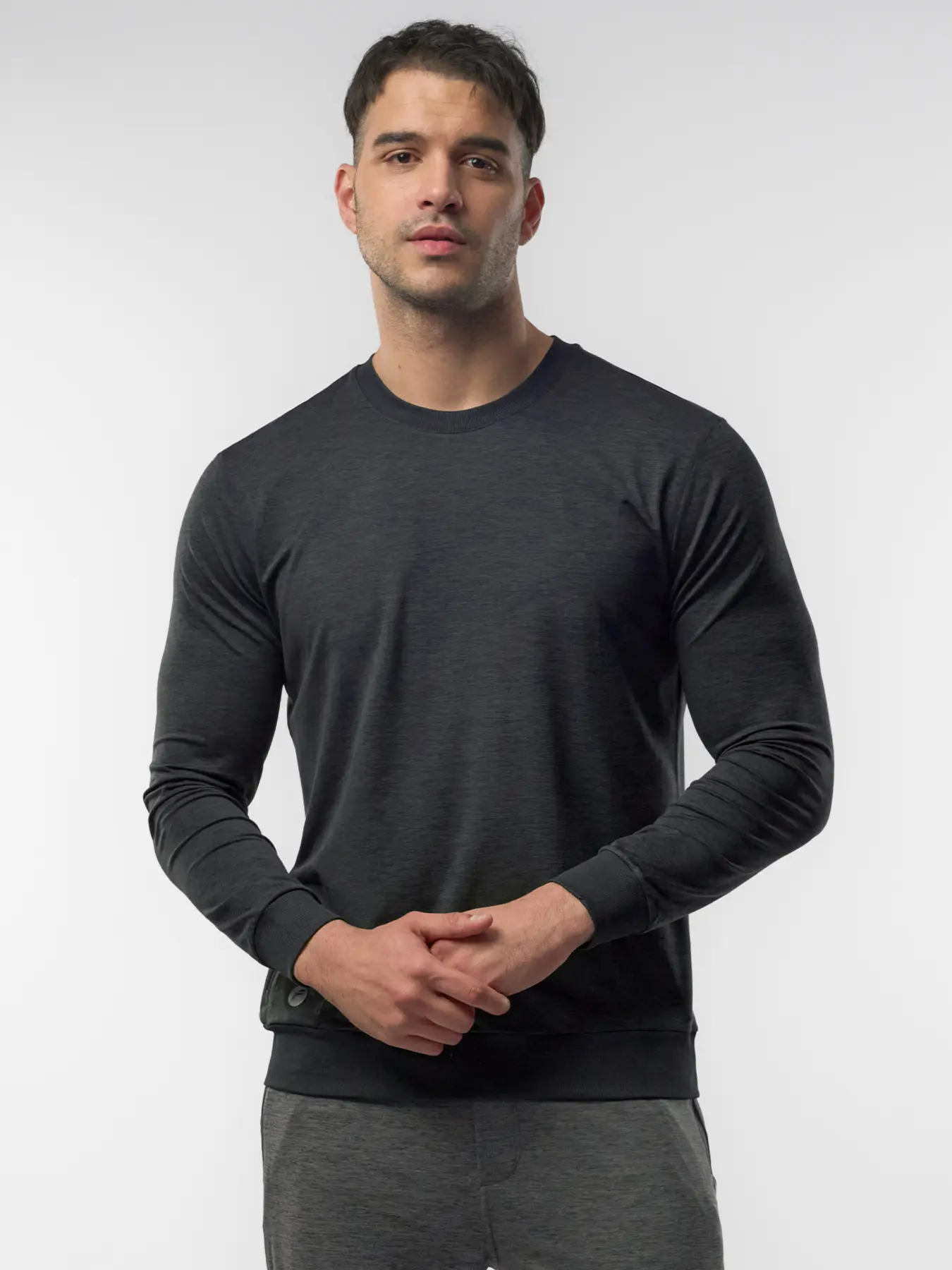 Fioboc Men's Velou Lo Long Sleeve Tee - Soft Recycled Blend Long Sleeve Top with Zipper Pocket