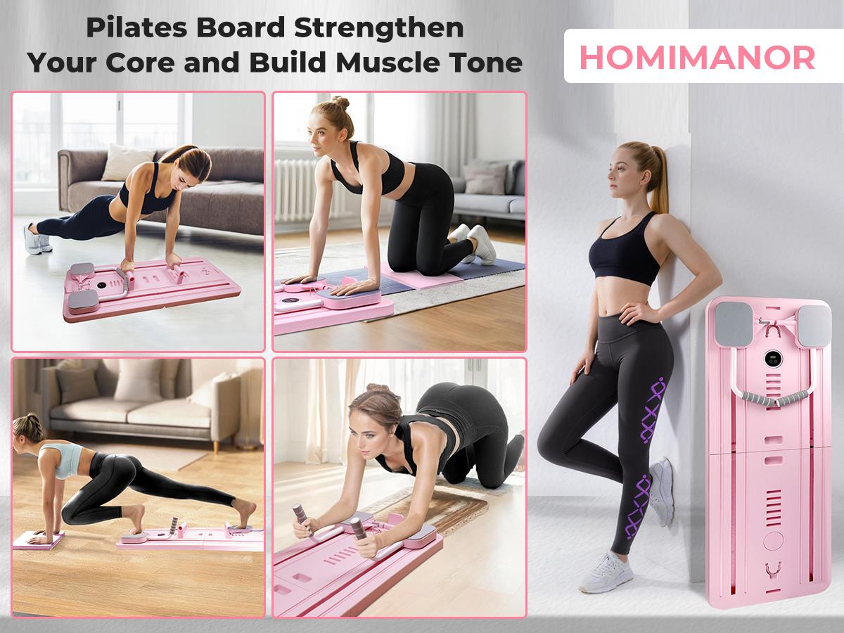 homimanor Pilates Reformer Machine, Multifunctional Abdominal Board with Pilates Bar and Resistance Bands Kit for Core & Full Body Training, Portable Pilates Board Equipment for Home Workout homimanor Pilates Reformer Machine, Multifunctional Abdominal Board with Pilates Bar and Resistance Bands Kit for Core & Full Body Training, Portable Pilates Board Equipment for Home Workout