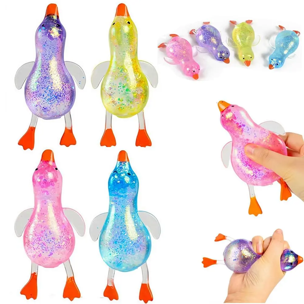 Glittery Squishy Cute Duck Stress Ball - Soft, Moldable Slow-Rising Sensory Fidget Toy for Anxiety Relief, Friends & Family, Home & Office (Toys & Hobbies DIY Candle & Soap Making Accessory), Glittery Squishies, Slow Rising Squishy