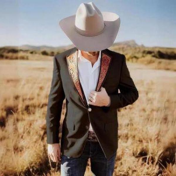 Men's Slim Fit Casual Blazer Western Cowboy Style Denim Jacket - TikTok Shop