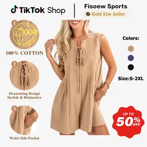 Fisoew Sports Super soft 100% cotton women's jumpsuit - one-piece bodysuit | Perfect Valentine's Day gift, loungewear, vacation wear | Comfortable and stylish