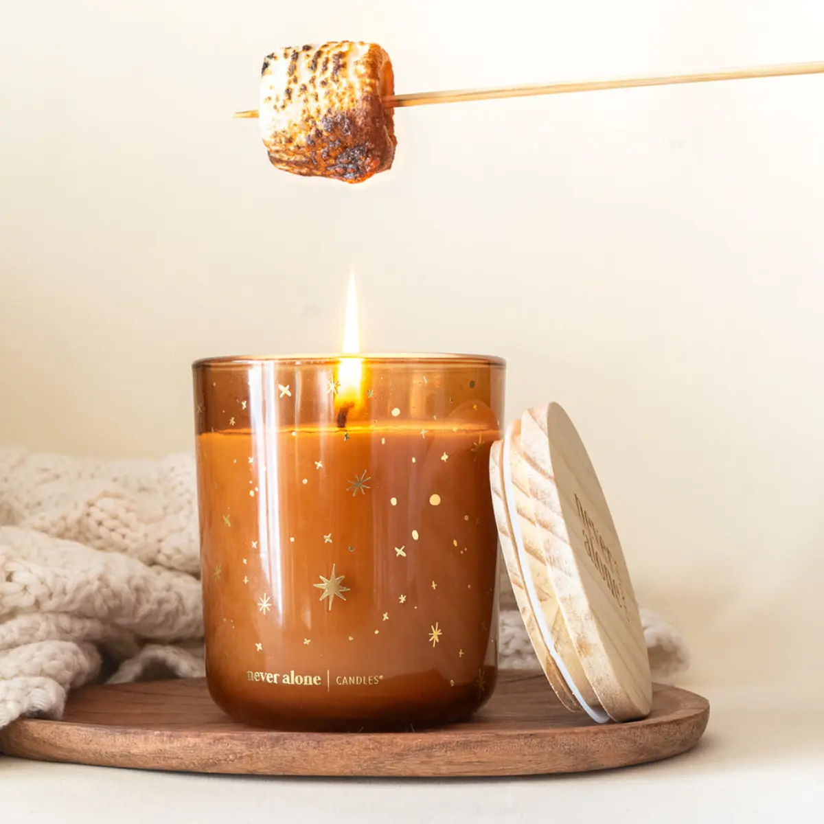 Roasted Marshmallow + Burnt Wood Scented Coconut Wax Candle - 9.5 Ounce