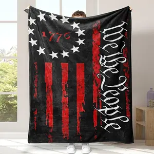 Aura Blankets 1776 Patriotic Flannel Throw Blanket American Flag Pattern Cozy All-Season Blanket for Sofa Bedroom Dorm Couch Office Car Travel Ideal for Home Decor Men Women Adults Boys Girls Gift