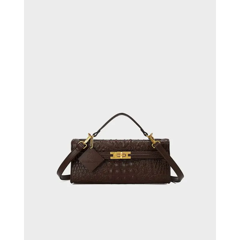 Women's Luxury Heritage Brown Handheld Clutch, Elegant Evening Bag, Evening Handbags, Fashion Bags, Luxury-Inspired Wristlets