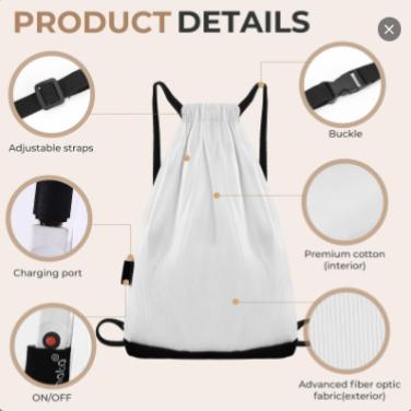 LUMISONATA Luminescent Backpack Retractable Mouth Design Bright/Strobe Multi-Mode Type-C Lightweight Suitable for Outdoor Cycling and Night Running