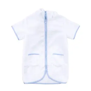Blue Check Swim Cover Up - Boys White Terry Cloth Swimwear