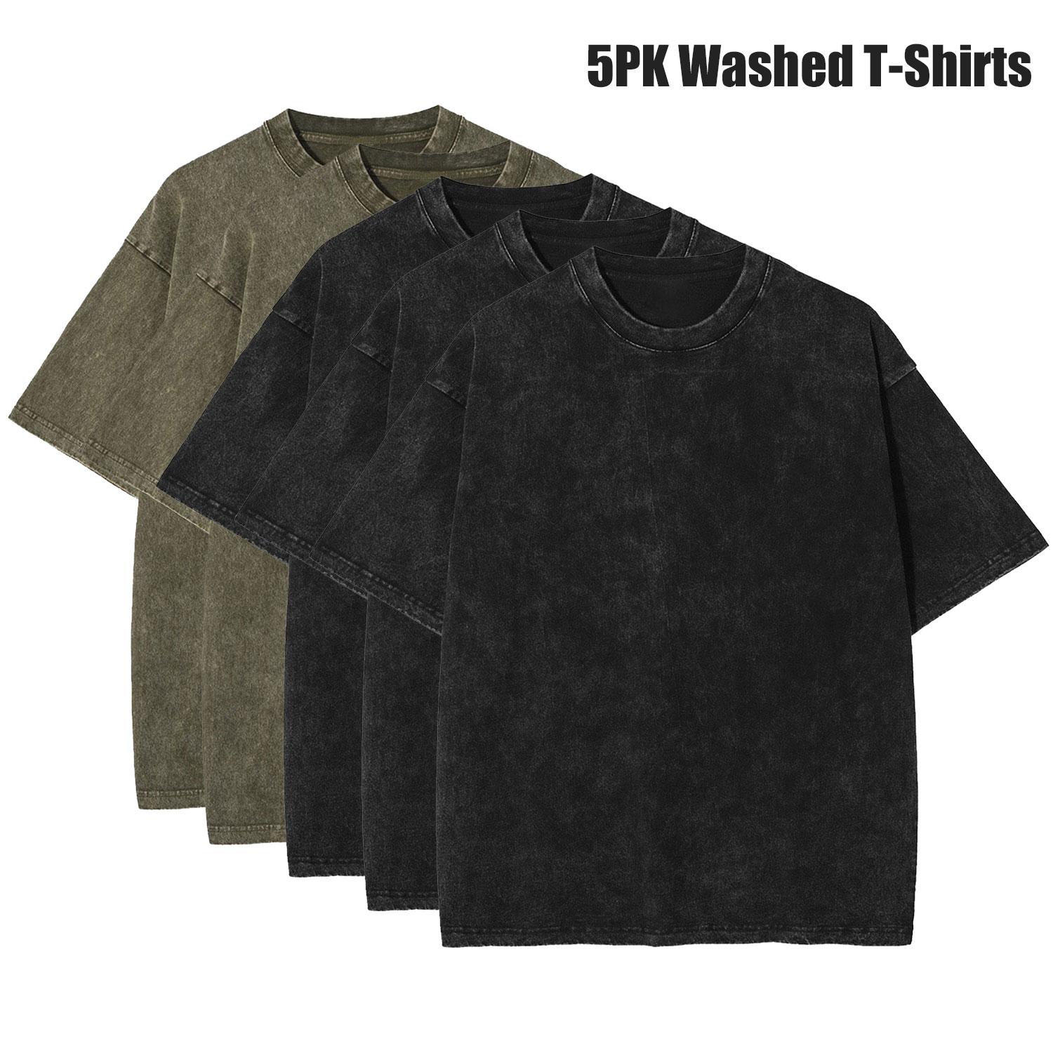 5 Pack Oversized Tshirts for Men Gym Vintage Heavyweight T Shirts Cotton Workout Acid Wash Baggy Tees 5 Pack Oversized Tshirts for Men Gym Vintage Heavyweight T Shirts Cotton Workout Acid Wash Baggy Tees