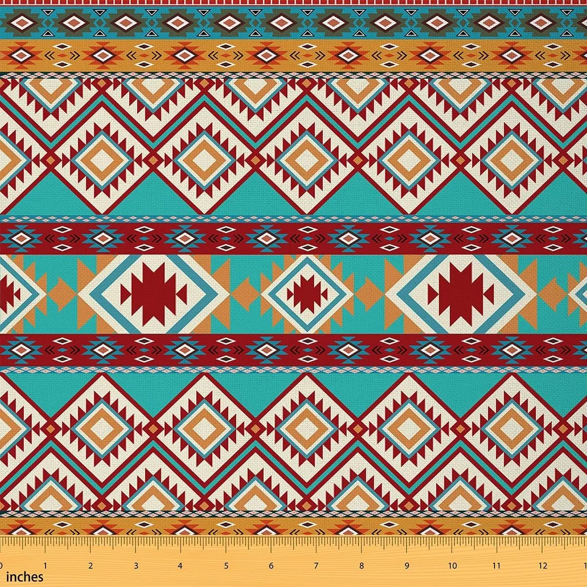 Feelyou Southwestern Woven Upholstery Fabric - 1yd (36x58 in) Medium Weight Tight Weave Waterproof Stripe-Print Patterned Textile, Geometric Ethnic Tribal Design for Sewing, Furniture, Drapery