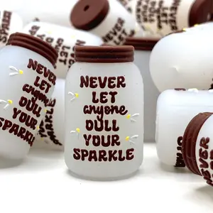 Never Let Anyone Dull Your Sparkle 3D Silicone Focal Beads - ECBS New Custom Beads Inspirational Quotes DIY
