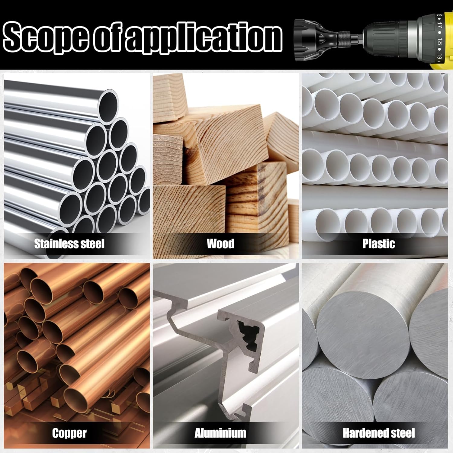 Hex Deburring External Chamfer Tool Tungsten Carbide Drill Bit Attachment for Bolt Repair Deburring and Repairing Damaged Threads Range 3-20mm 1/4 Inch Hex Shank Suitable for Drill Drivers Hardware Tools