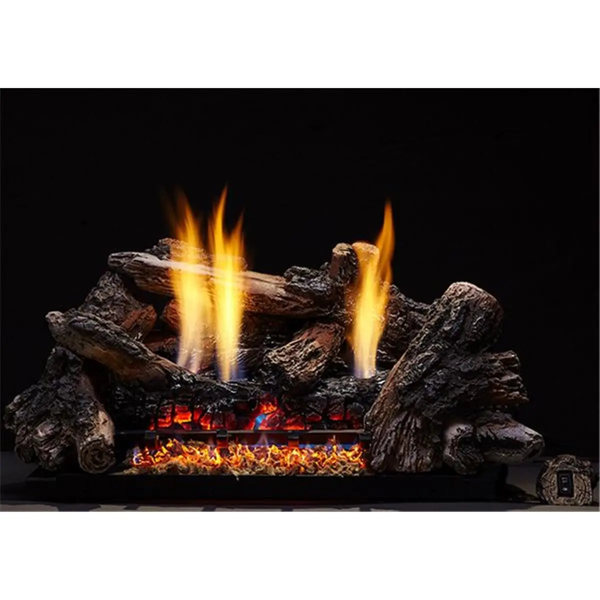 18 in. Rectangular Single Unit Glowing Fire Log Shape Propane Gas Burner, 29000 BTU IntelliFire Plus Glow Getter, with Remote Control for Party Festive Decorations
