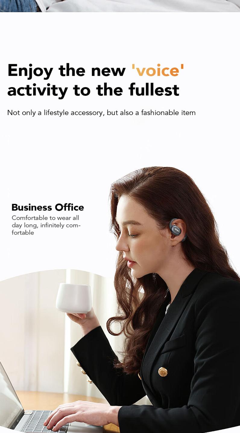 MINISO MS156 Open-Ear Wireless Bluetooth Earphones IPX5 Waterproof High-Fidelity Sound for Outdoor Activities & Daily Use