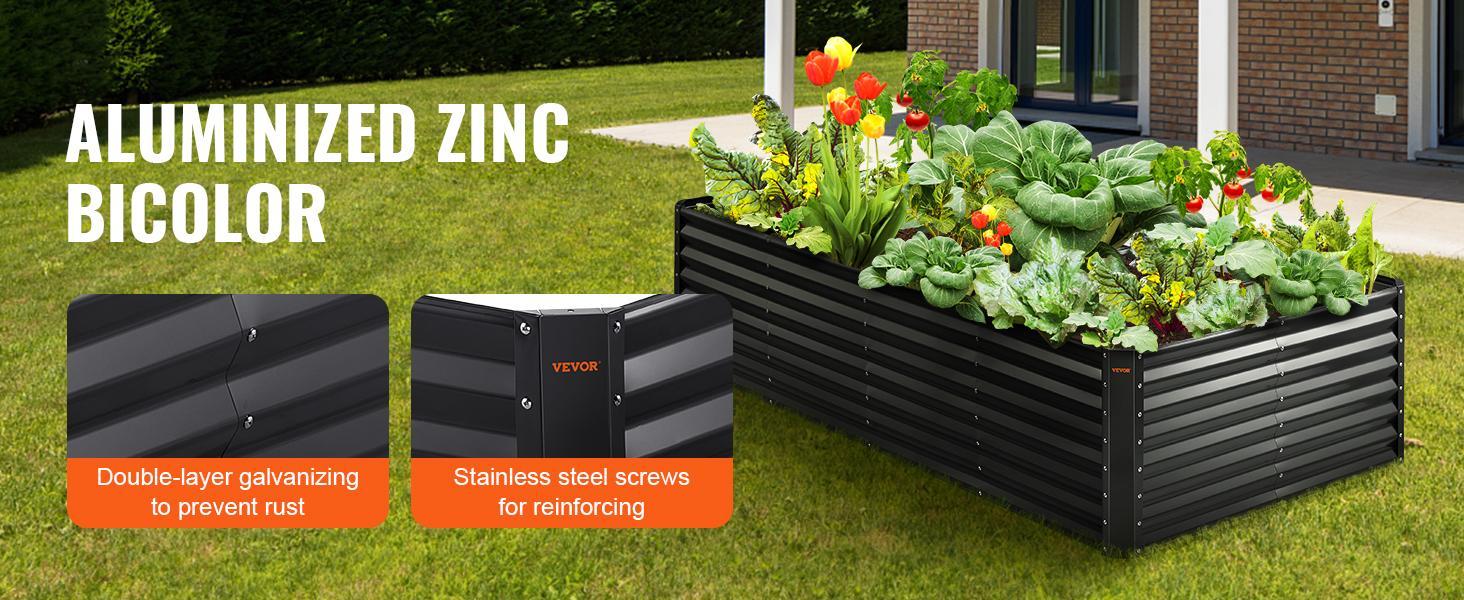 VEVOR Metal Raised Garden Bed Kit, TikTokShopBlackFriday, Outdoor Large Planter Raised Beds for Gardening Vegetables Flowers with Open Bottom and Planting Tools