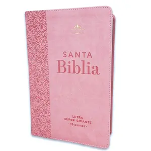 Biblia Letra Súper Gigante 19 puntos RV1960 imit piel rosa floral con índice