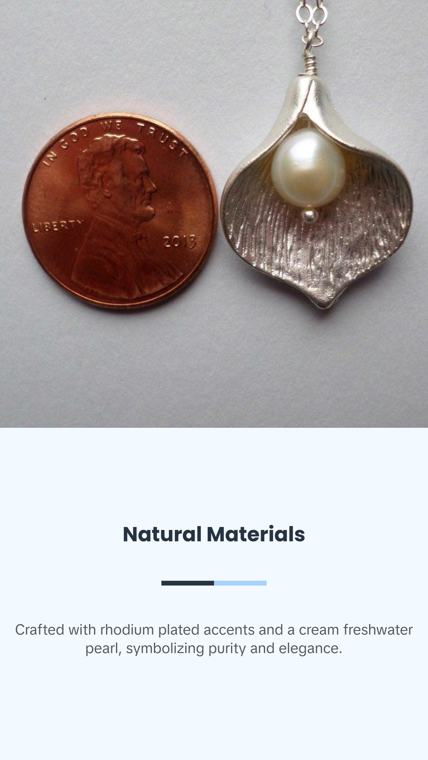 Calla Lily Necklace - Silver Calla Lily and Freshwater Pearl Necklace - Cream Pearl Necklace - Flower Necklace - Christmas Gift