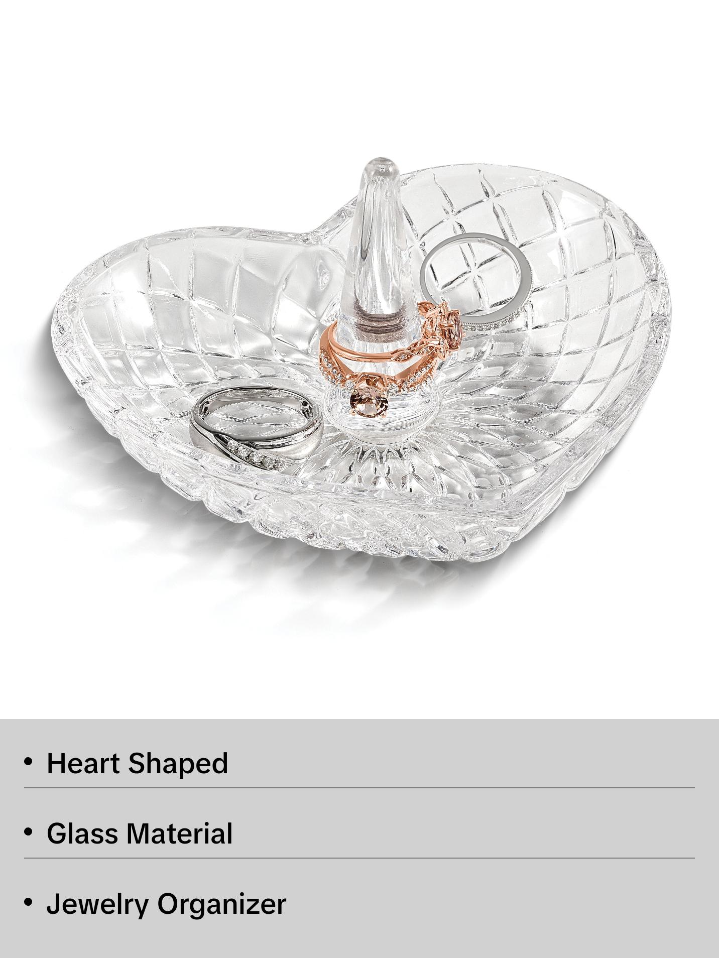 Heart Shape Glass Ring Holder - Default Organizer for Boxes