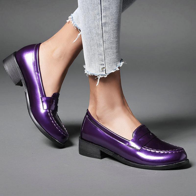 Women's Chunky Heel Platform Mary JanesCoquette Aesthetic Round Toe Pumps in PatentLeather for Casual Wear Solid color Simply wear Oxford shoes  Loafers Footwear Girl